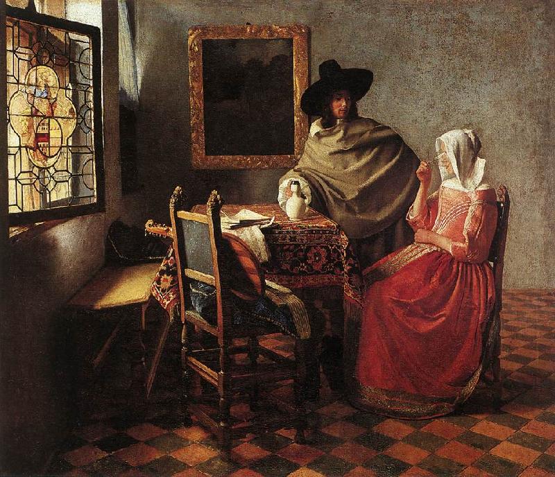 A Lady Drinking and a Gentleman wr, VERMEER VAN DELFT, Jan